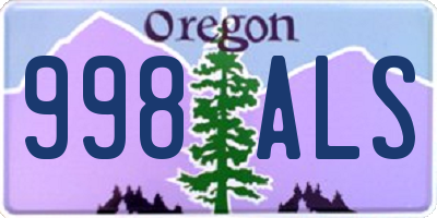 OR license plate 998ALS