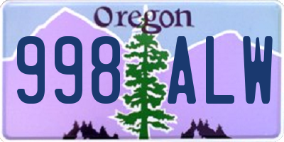 OR license plate 998ALW