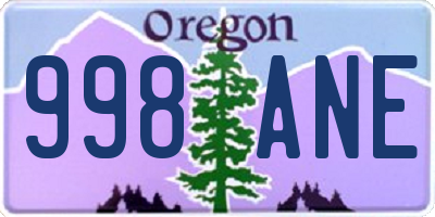 OR license plate 998ANE