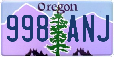 OR license plate 998ANJ