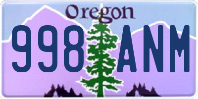 OR license plate 998ANM