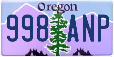 OR license plate 998ANP
