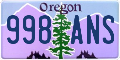 OR license plate 998ANS