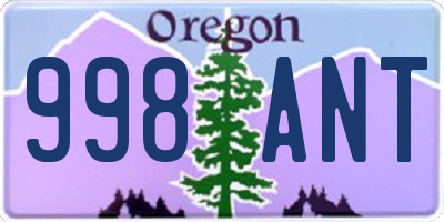 OR license plate 998ANT