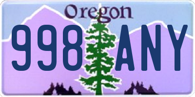 OR license plate 998ANY