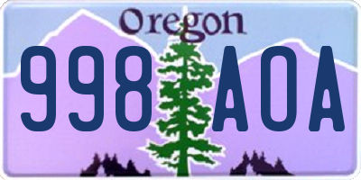 OR license plate 998AOA
