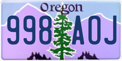 OR license plate 998AOJ