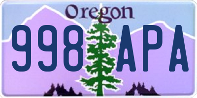 OR license plate 998APA