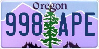 OR license plate 998APE