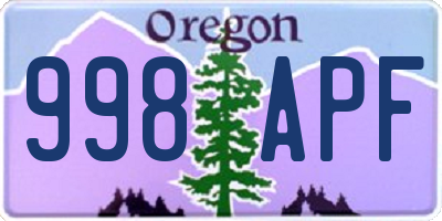 OR license plate 998APF
