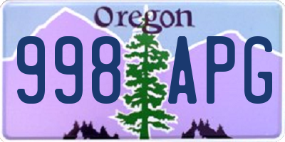 OR license plate 998APG