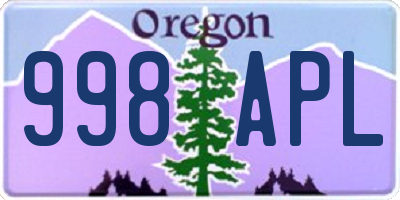 OR license plate 998APL