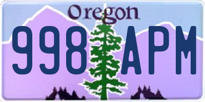 OR license plate 998APM