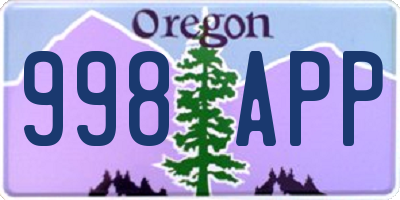 OR license plate 998APP