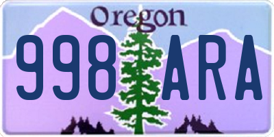 OR license plate 998ARA