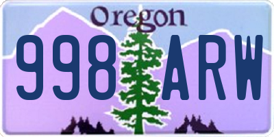 OR license plate 998ARW