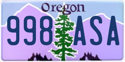 OR license plate 998ASA