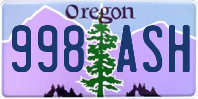 OR license plate 998ASH