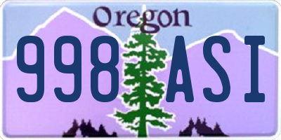 OR license plate 998ASI