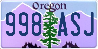 OR license plate 998ASJ
