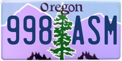 OR license plate 998ASM