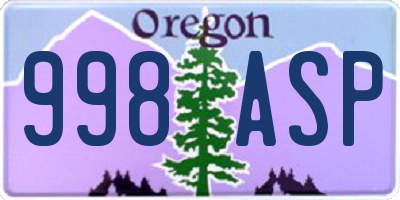 OR license plate 998ASP