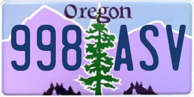 OR license plate 998ASV
