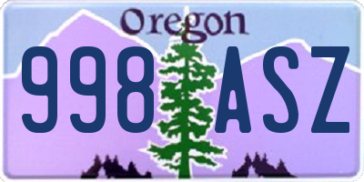 OR license plate 998ASZ