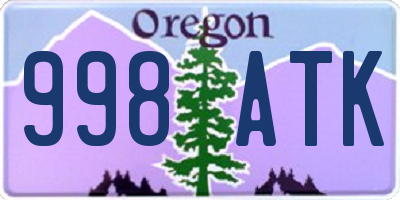 OR license plate 998ATK