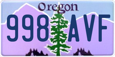 OR license plate 998AVF