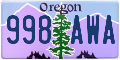 OR license plate 998AWA