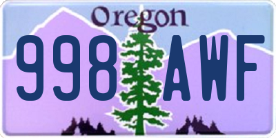OR license plate 998AWF