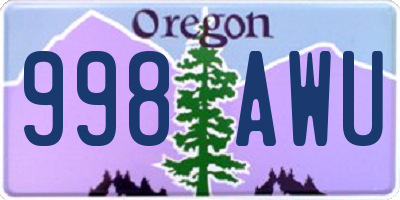 OR license plate 998AWU