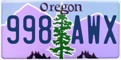 OR license plate 998AWX