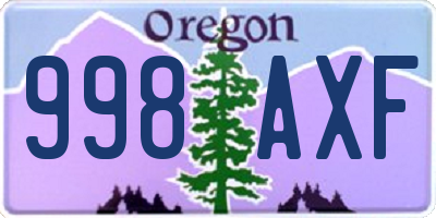 OR license plate 998AXF