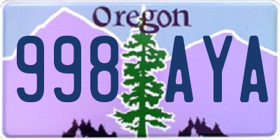 OR license plate 998AYA