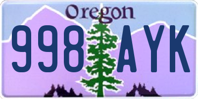 OR license plate 998AYK
