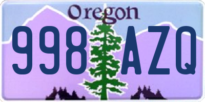 OR license plate 998AZQ