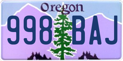 OR license plate 998BAJ