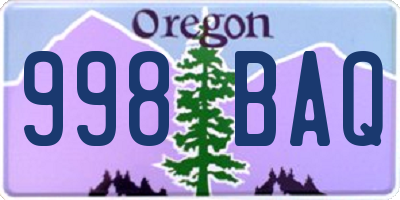 OR license plate 998BAQ