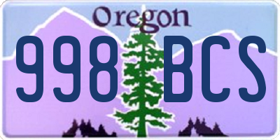 OR license plate 998BCS