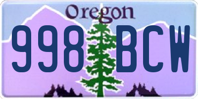 OR license plate 998BCW