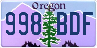 OR license plate 998BDF