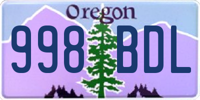 OR license plate 998BDL