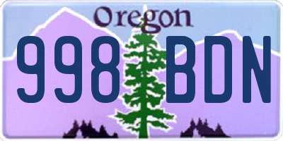 OR license plate 998BDN