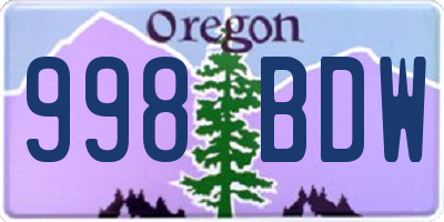 OR license plate 998BDW
