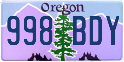 OR license plate 998BDY