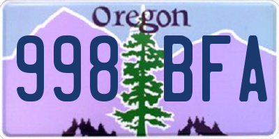 OR license plate 998BFA