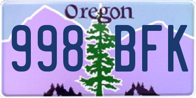 OR license plate 998BFK