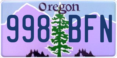 OR license plate 998BFN